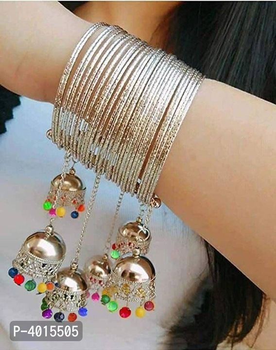 BEAUTIFUL DESIGNER GERMAN SILVER OXIDIZED ADJUSTABLE JHUMKA  BANGLES uploaded by SN creations on 3/5/2021