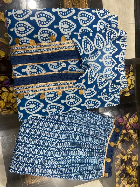 😍 *PATHANI SET* 😍

*Artical Details*
👗 *Pure Cotton Fabric Printed Kurti Worked With Gotta Lace,  uploaded by Aman Nama on 4/17/2023