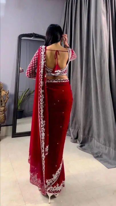 _NEW PARTY WEAR  GEORGETTE WITH SEQUANCE EMBROIDERY WORK SAREE WITH BLOUSE🚀 uploaded by Fatema Fashion on 4/17/2023