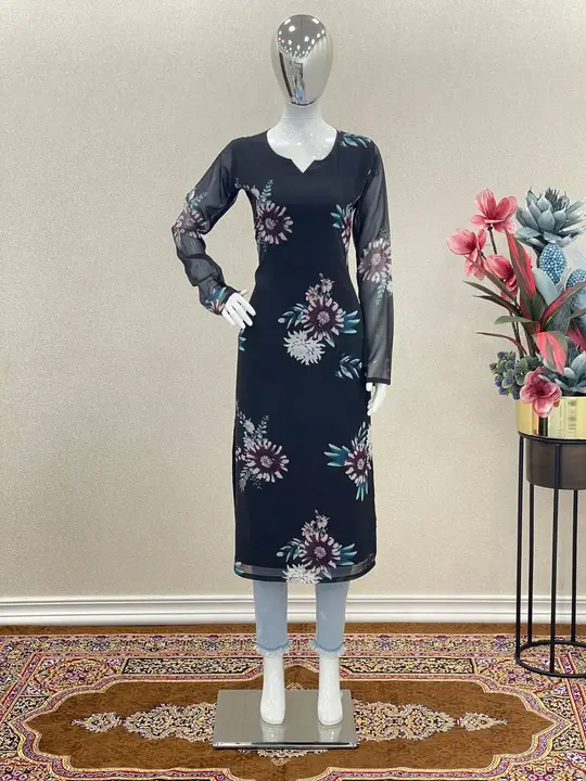 👗*Presenting New  Heavy Soft Faux Georgette Printed Trendy Straight Kurta’s*👗 uploaded by Fatema Fashion on 4/17/2023