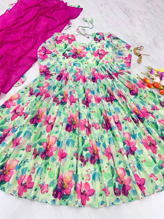 👗*Launching New Designer Party Wear Look Printed Gown & Dupatta Set*👗 uploaded by Fatema Fashion on 4/17/2023