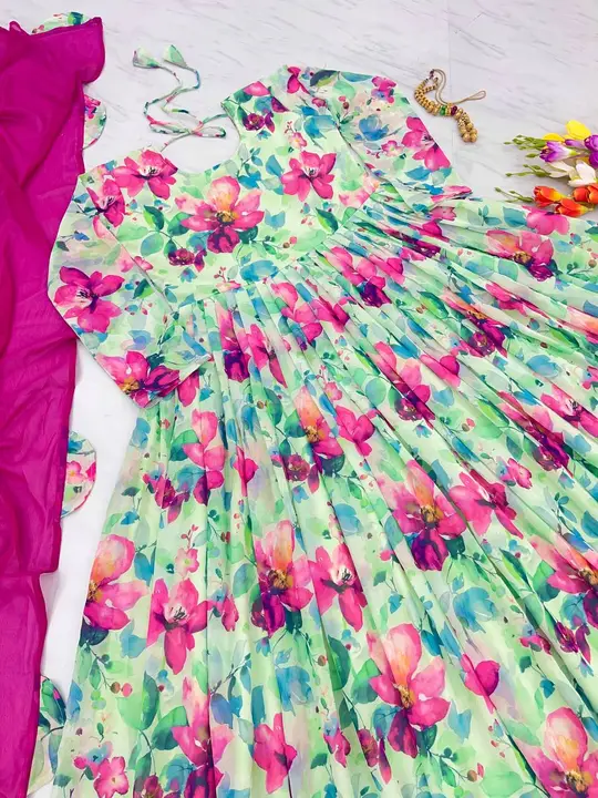 👗*Launching New Designer Party Wear Look Printed Gown & Dupatta Set*👗 uploaded by Fatema Fashion on 4/17/2023