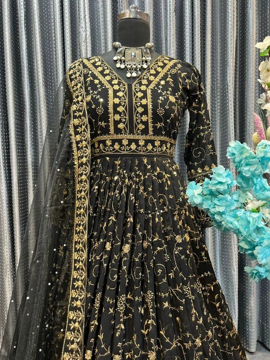 LUNCHING NEW ĐĚSIGNER PARTY WEAR LOOK  GOWN WITH EMBROIDERY  WORK AND MOTI WORK uploaded by Fatema Fashion on 4/17/2023