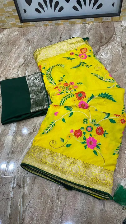 🦋new lounching 🦋

Beautiful party wear saree 

🌿original product 🌿

👌best quality fabric 👌

👉 uploaded by Gotapatti manufacturer on 4/17/2023