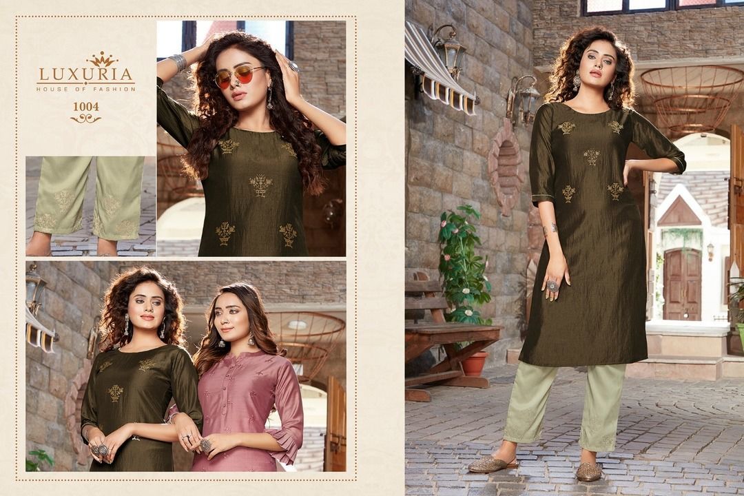 Post image *👑Luxuria👑*
*House Of Fashion* has launched Kurti With Pant

Catalogue Name-  *Sitara*

✨Details
          *Kurti With Pant*

*👗Fabrics* :- Chinon Embroidery Sequance Work Kurtis With Chinon Pants with Emroidery Work.

*🎗Size* :-M(38), L(40), XL(42), XXL(44) 3XL(46)
  
*🌈 Length* :--&gt; 46”

*☣Designs* :- 5 pc


Dispatching After 3 Or 4 days later
 