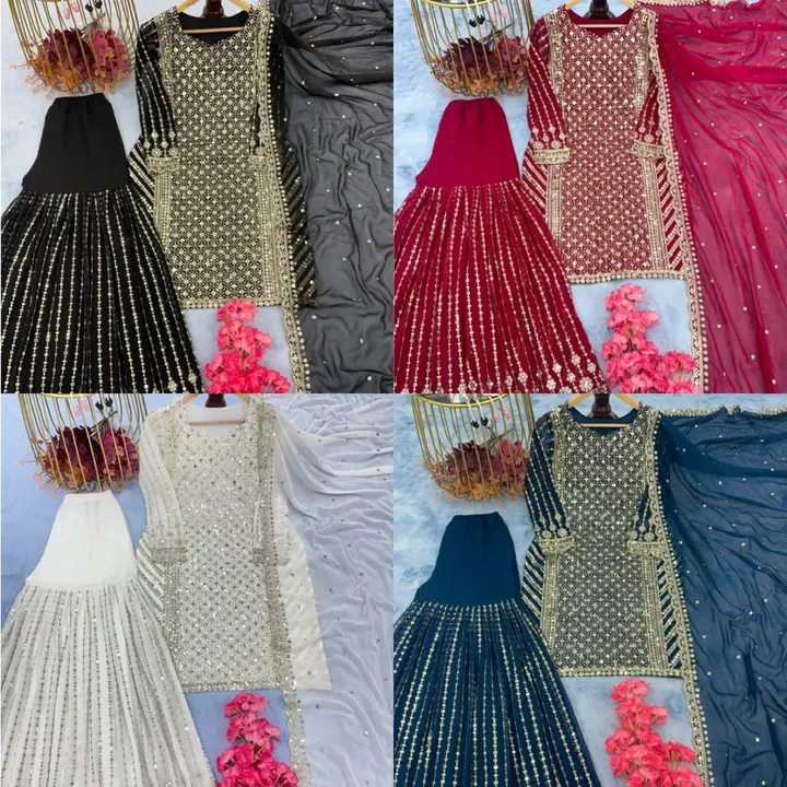 Party wear:-👗*Launching New Đěsigner Party Wear Look Top Plazzo & Dupatta Set *👗🧚‍♀️⭐️
 uploaded by NIVA CREATION on 4/18/2023
