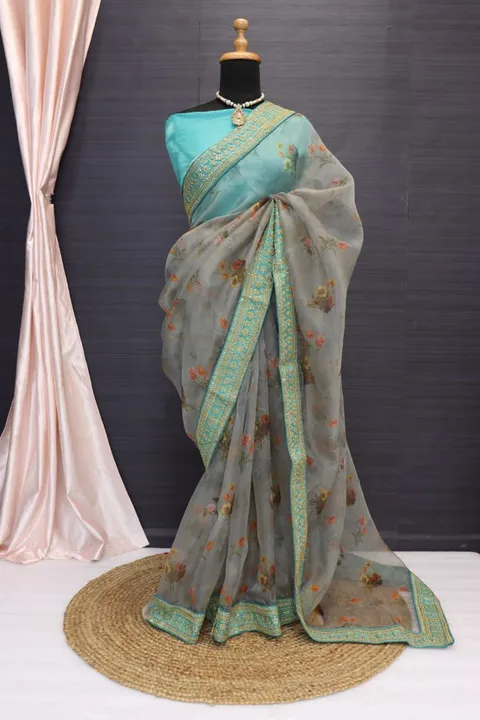 pure Organza digital Printed sarees for your upcoming festive or party or marriage entry uploaded by Fatema Fashion on 4/18/2023