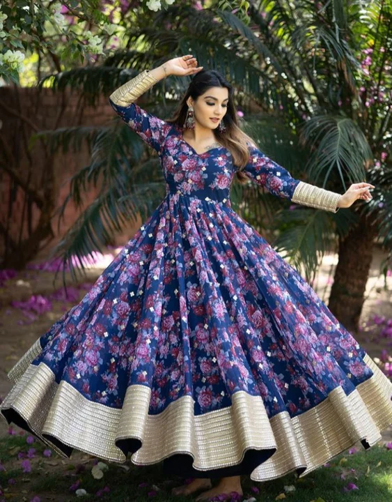 Crafted with body flattering silhouettes anarkali women's long gown uploaded by business on 4/18/2023