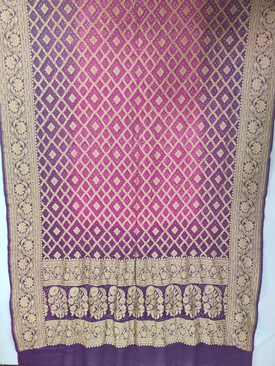 Pure Banarasi Georgette Silk Neem Zari Handloom Khaddi Bandhani Dupatta  uploaded by Dulari Textiles on 6/2/2024