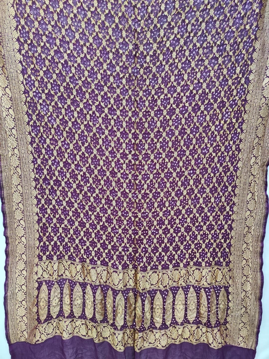 Pure Banarasi Georgette Silk Neem Zari Handloom Khaddi Bandhani Dupatta  uploaded by Dulari Textiles on 4/18/2023