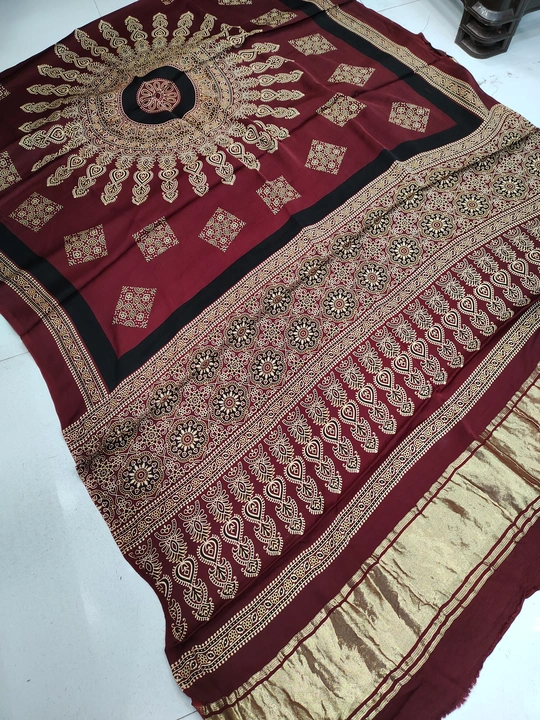 Pure Modal Silk Tissue Pallu Ajrakh Print Dupatta  uploaded by Dulari Textiles on 4/18/2023