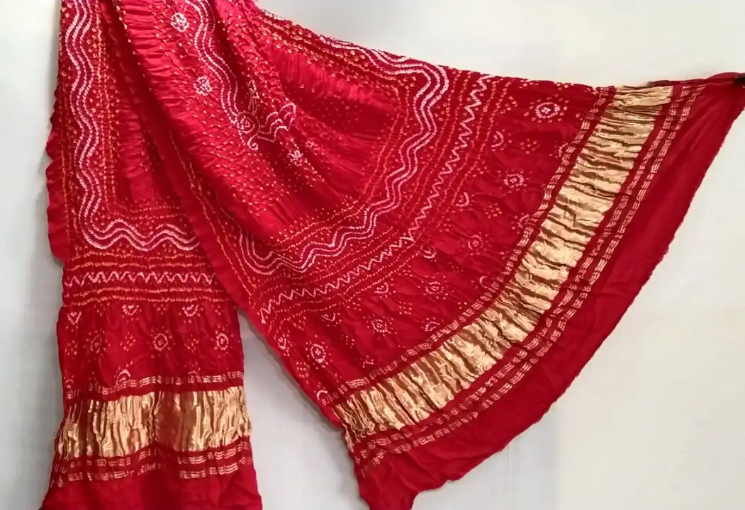 Post image Pure Gaji Silk Tissue Pallu Chandrokhani Design Bandhani Dupatta