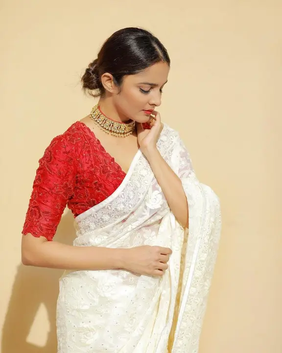 _SUMMER HOT FANCY  GEORGETTE WITH CHAINSTITCHED AND STONE WORK SAREE WITH WORK BLOUSE🚀 *_ uploaded by Fatema Fashion on 4/18/2023