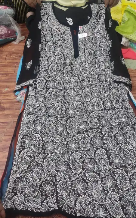Chiffon long kurti front jaal  uploaded by Lcf crafts (lucknow Chikan factory) on 4/18/2023