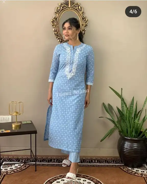 Blue embroidery kurta pant set s to xxxl  uploaded by business on 4/18/2023