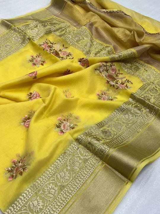 Orgenza saree uploaded by Aaina creation on 4/18/2023