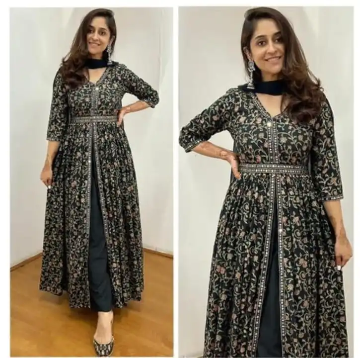 M to XXL, reyon printed kurta and   dupatta with less embroidery work 
 uploaded by Online Ladies Dresses on 5/25/2024