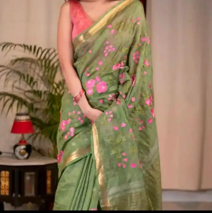 Silk linen saree  uploaded by WeaveMe India on 4/18/2023