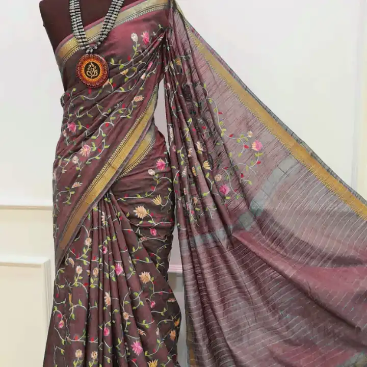 Silk linen saree  uploaded by WeaveMe India on 4/18/2023