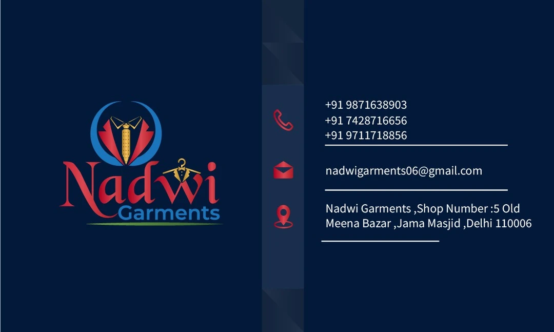Visiting card store images of Nadwi Garments