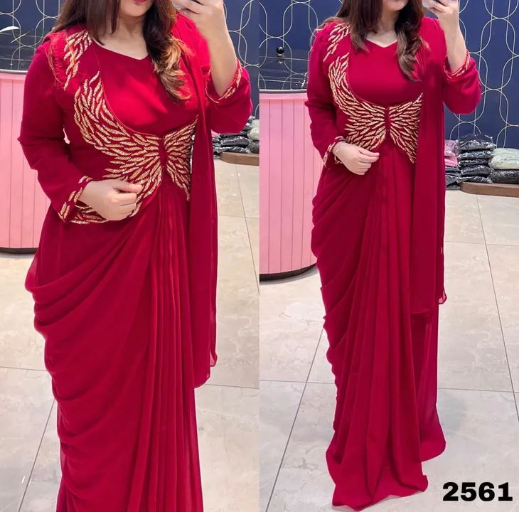 Pre Draped Saree With Jacket uploaded by Bela Enterprise  on 4/18/2023
