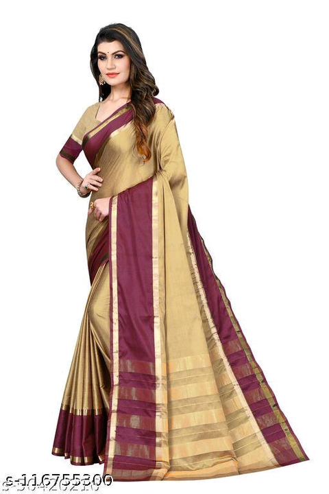 *Cotton Silk Cream Simple Lace border Saree With blouse under 300 dailywear fancy sarees* uploaded by Clothing on 4/18/2023