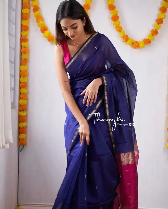 Maheshweri handloom saree With small border  uploaded by business on 4/18/2023