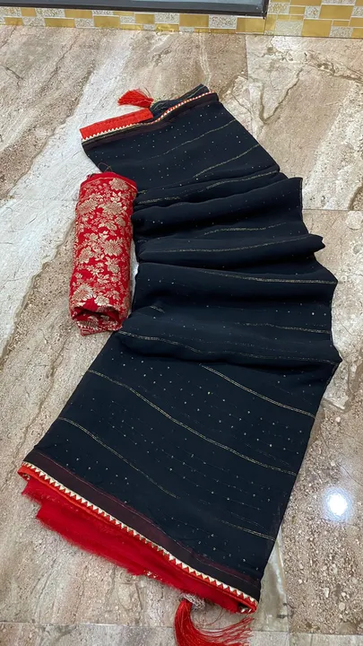🌿new lounching 🦚

Super duper party wear saree
👌👌👌👌👌👌👌👌👌
👉pure jorjat gota border fabric uploaded by Gotapatti manufacturer on 4/19/2023