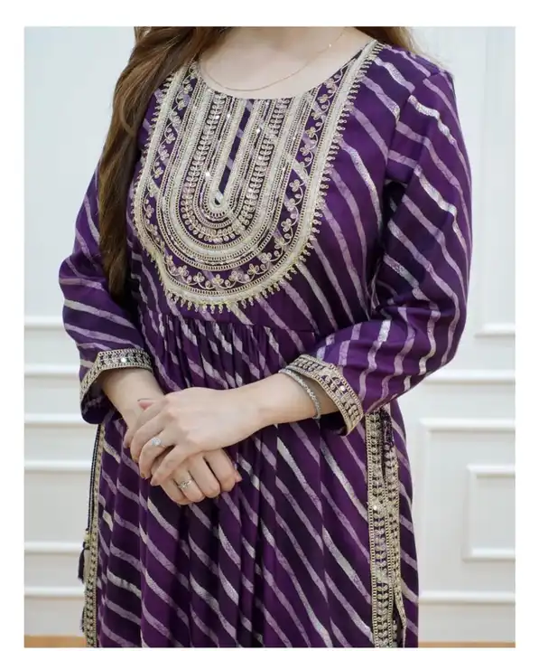  Naira cut Kurti with Pant*Fine Rayon fabric with sequence embrioday  uploaded by Aayan fashion on 4/19/2023
