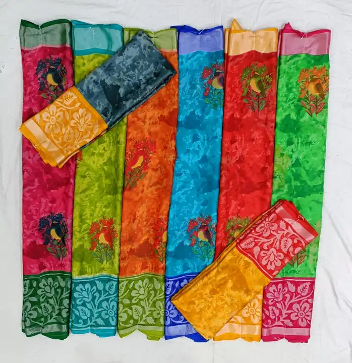 Chiffon brasso fancy border and print  uploaded by N K SAREES  on 4/19/2023
