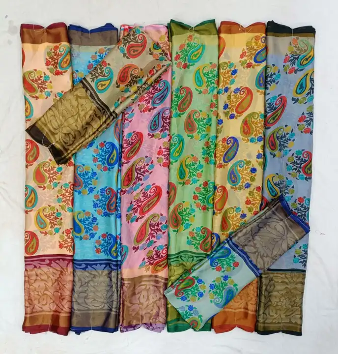 Chiffon brasso fancy border and print  uploaded by N k sarees on 4/19/2023