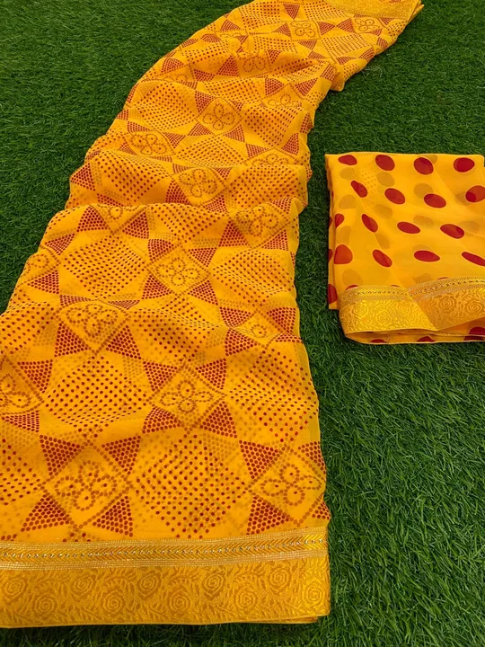 Weightless Printed saree with lace uploaded by ShubhMangal Silk Mills on 4/19/2023