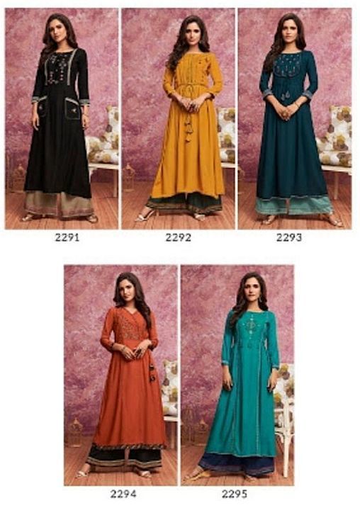 STYLE-A LINE LONG KURTI WITH WORK PLAZO uploaded by business on 7/11/2020