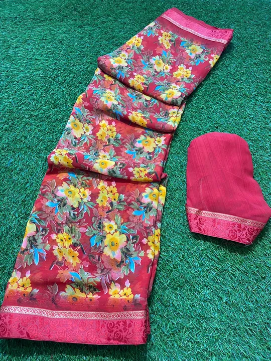 Weightless printed Saree with lace uploaded by ShubhMangal Silk Mills on 4/19/2023