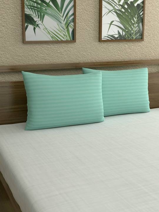 Sea Green Striped Pillow Covers uploaded by Esskay International on 5/31/2024