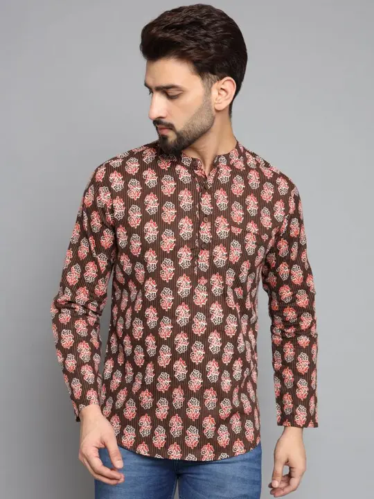 Cotton printed men’s kurta 
Size: M,L,XL,XXL
Fabric: Cotton
Sleeves: Full
Length: see in size chart
 uploaded by Ganpati handicrafts  on 4/19/2023