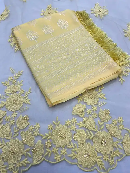 Soft Georgette Saree with foil work uploaded by ShubhMangal Silk Mills on 4/19/2023