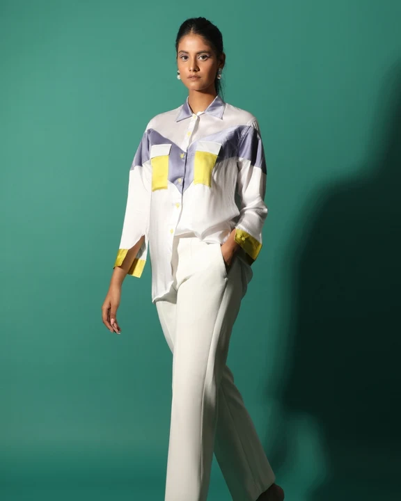 Color blocked satin shirt uploaded by Sifar by neda on 4/19/2023