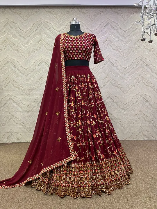 LUNCHING NEW DESIGNER PARTY WEAR BRIDAL COLLECTION HEAVY EMBROIDERY 5mm SEQUENCE WORK LAHENGHA - CHO uploaded by Fatema Fashion on 4/19/2023