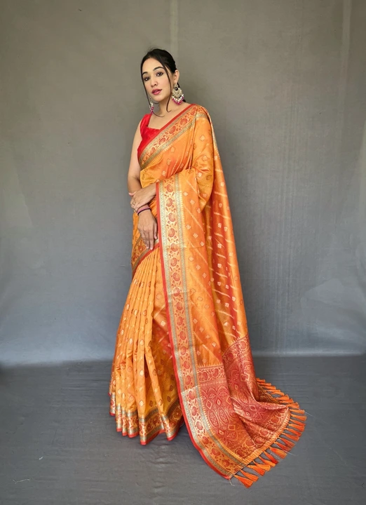 Pure silk saree with gold zari rich pallu uploaded by Suyukti fab on 4/19/2023