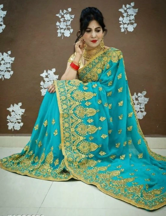 Georgette with heavy embroidered work saree uploaded by STYLISH design on 4/19/2023
