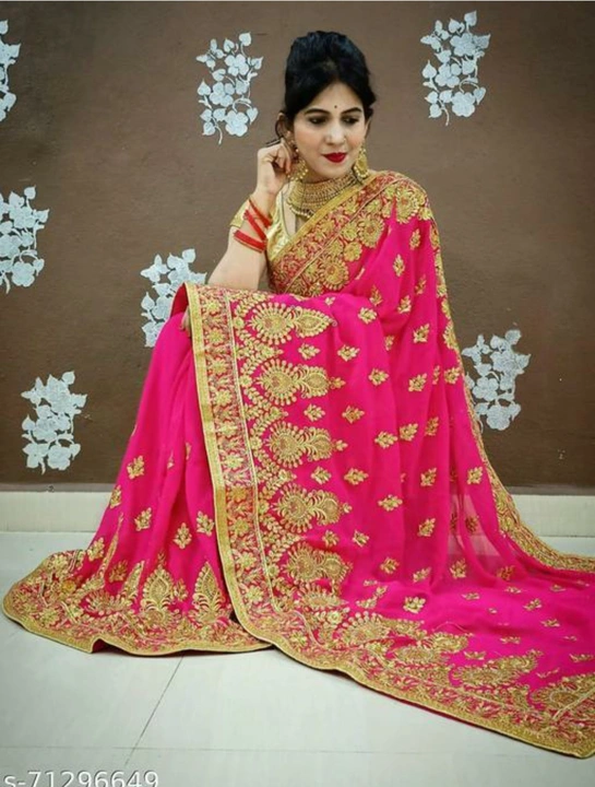 Georgette with heavy embroidered work saree uploaded by STYLISH design on 4/19/2023