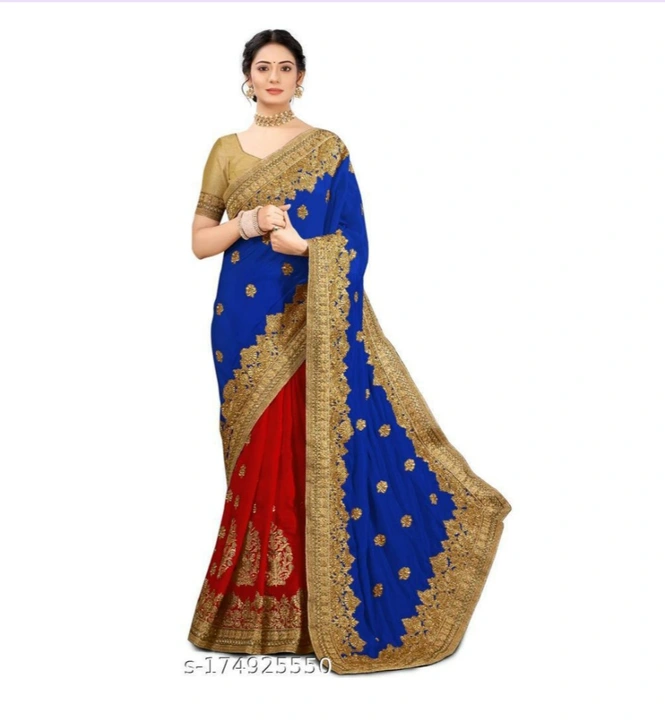 Kedar feb embroidered bollywood silk blend  marriage saree uploaded by business on 4/19/2023