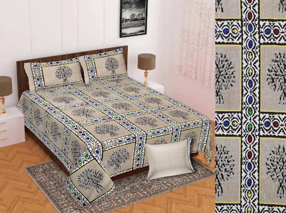 Barmeri Design Bedsheet 108*108 with 2 pillow cover  uploaded by Tulsi home decor on 4/19/2023