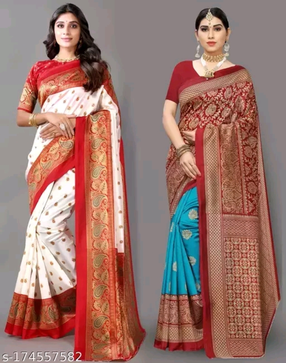 Poly Silk Multicolor Saree With blouse uploaded by Geethasri Online Store on 4/19/2023