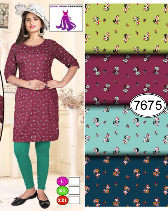 Printed rayon16 k.g 
Full guarantee
With interlock 
Rate :85/_
Size : L,xl
Legnth :38 uploaded by Ridhi Sidhi Creation 9512733183 on 4/19/2023
