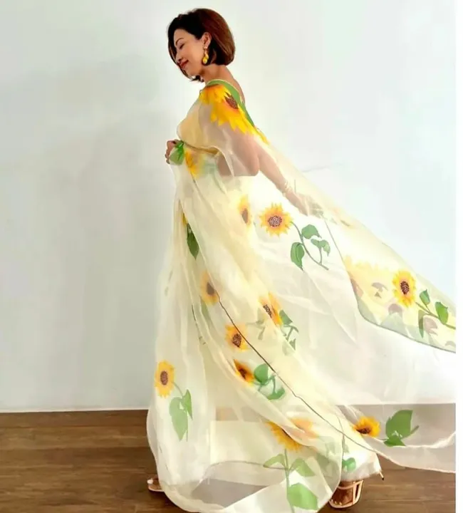 Magic Premium MALAI Orgenza Silk Saree With Digital Printed AnD HANDCRAFT STONE WORK😻 uploaded by Fatema Fashion on 4/19/2023