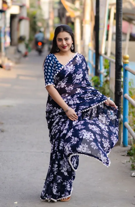 Pom-pom saree  uploaded by Shree lady fashion - SLF on 4/19/2023