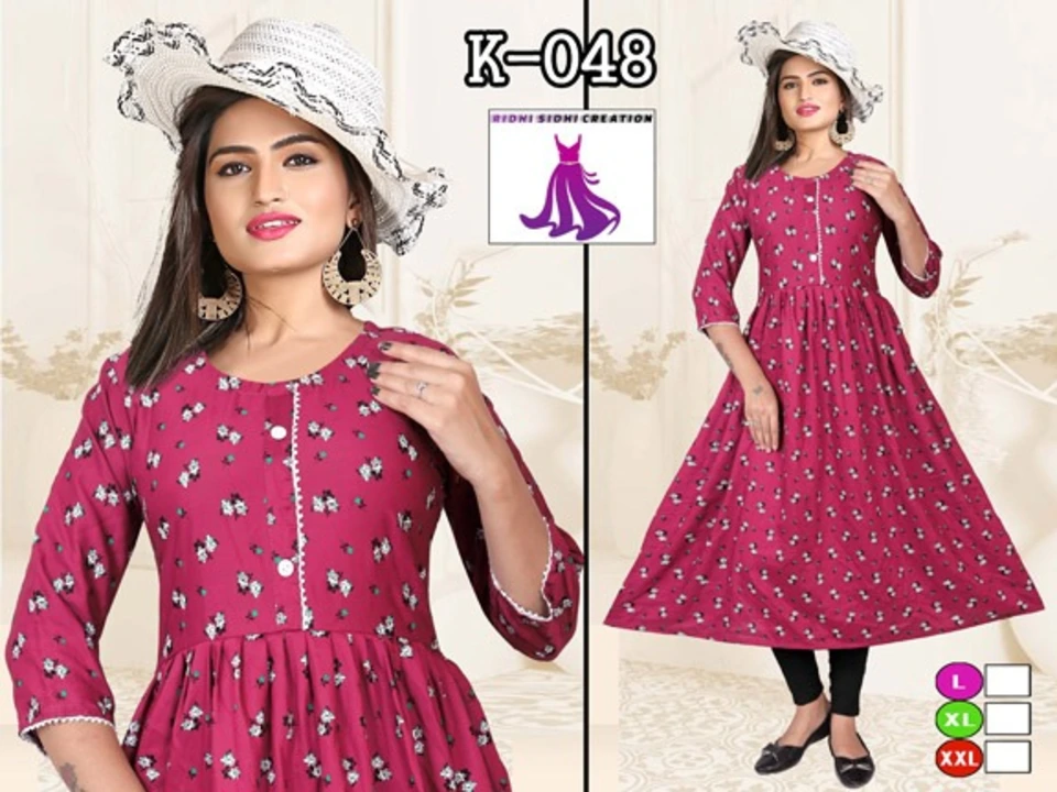 Printed rayon16 k.g 
Full guarantee cloth with heavy ghera 
Rate :185/_
Size : L,xl uploaded by Ridhi Sidhi Creation on 4/19/2023