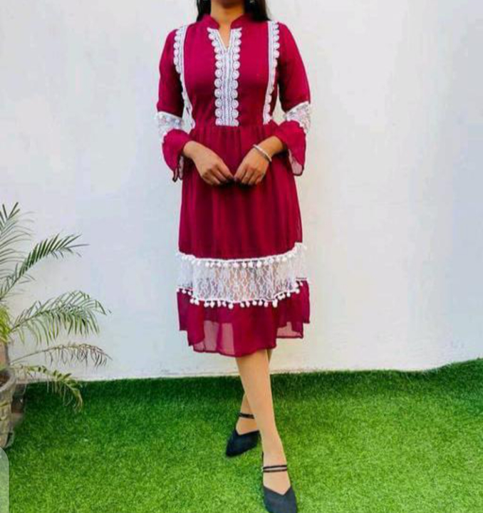 Georgette Pumpum with less dress
Size S.M.L uploaded by Bhavya Sales and Marketing on 4/19/2023
